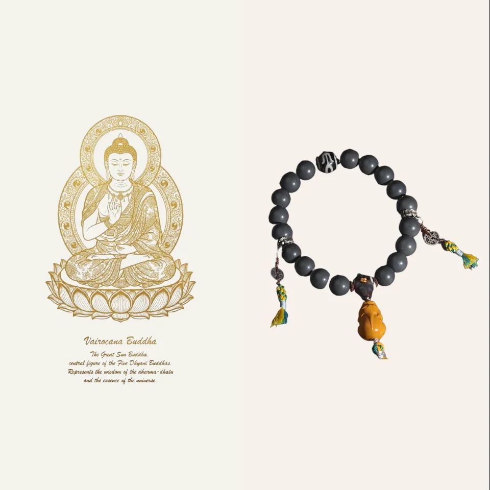 The Potala - Nobleman Dzi Incense Ash Bead Bracelet